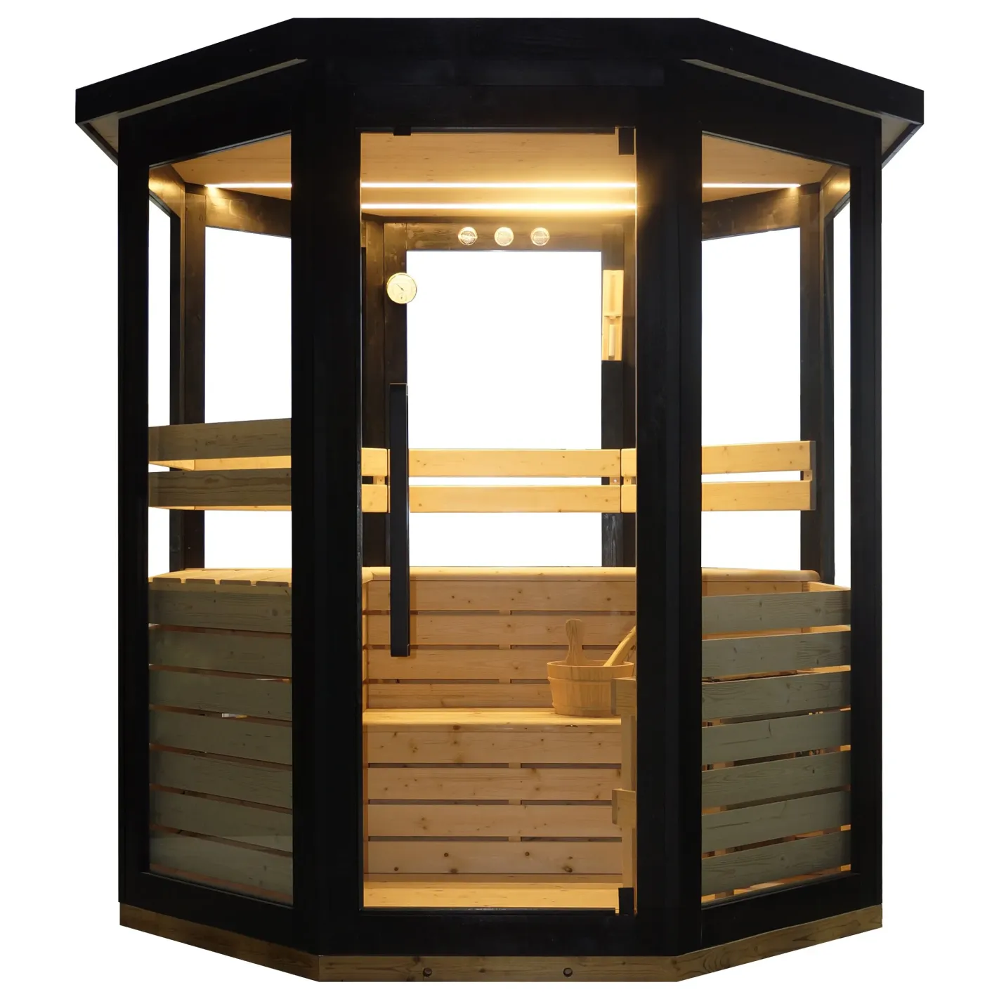 DHARANI PASSION Sauna extérieur vapeur jusqu'à 4/5 personnes | Epicéa I 8000w