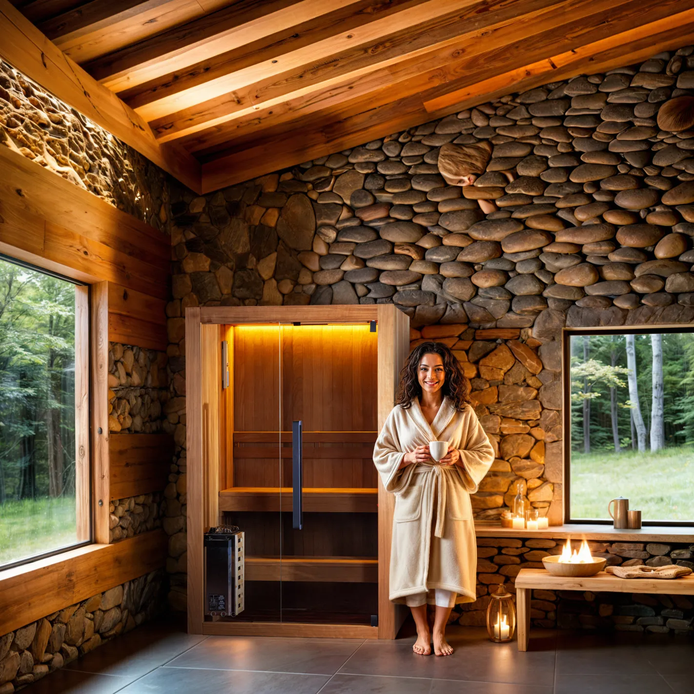 DHARANI VAPOR Sauna de interior de 2 Personas - Estufa electrica