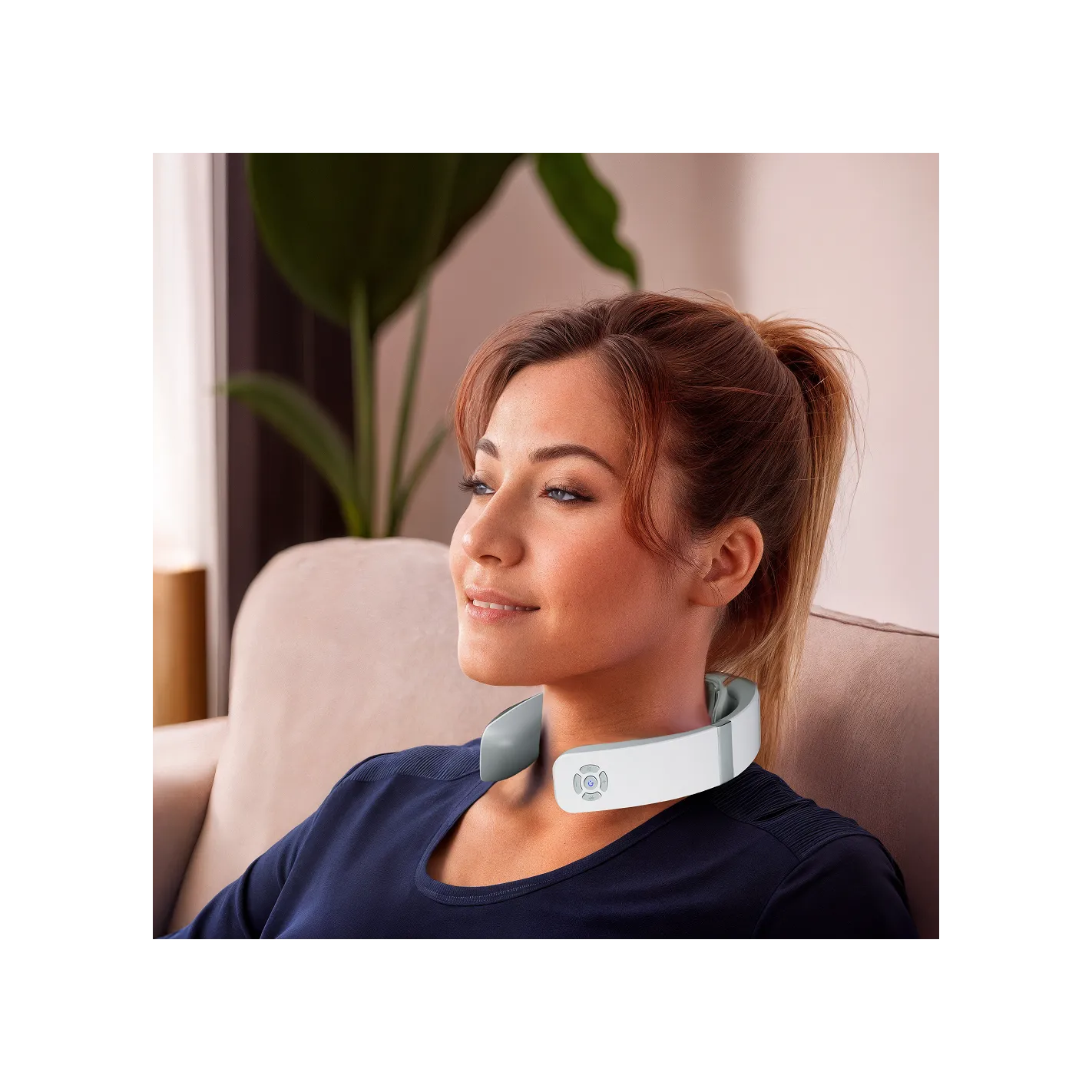 TEISHO Massajador de pescoço elétrico I Portátil - Sem fios I Termoterapia