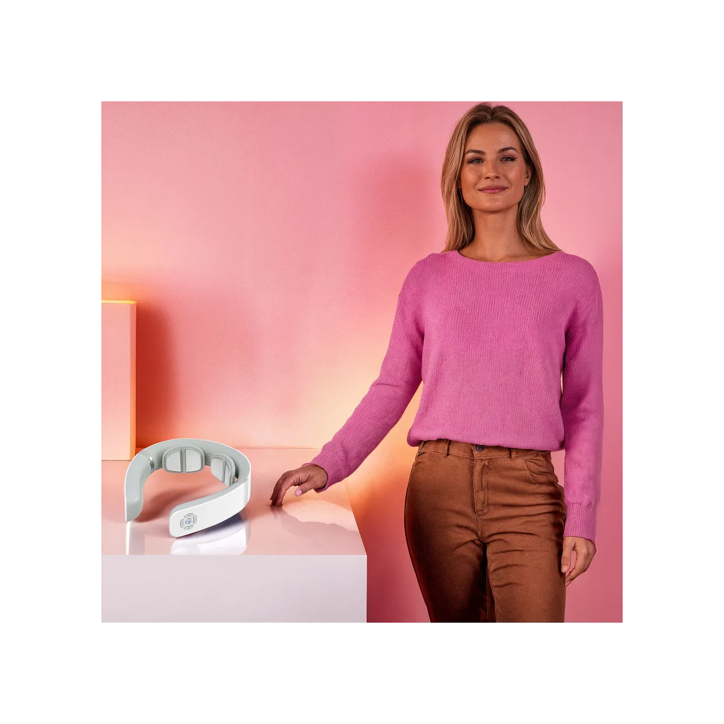 TEISHO Massajador de pescoço elétrico I Portátil - Sem fios I Termoterapia