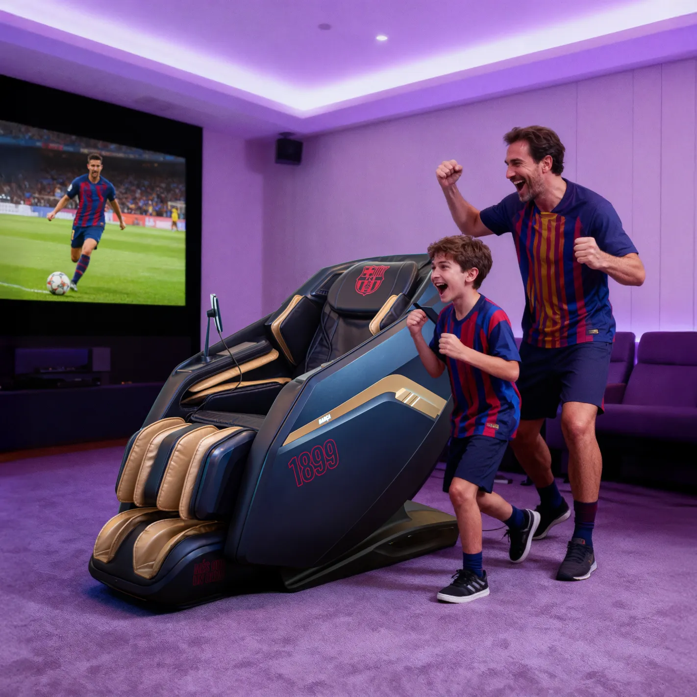 Poltrona massaggiante PLATINUM 9D Prodotto ufficiale FC BARCELONA I Massaggio 3D