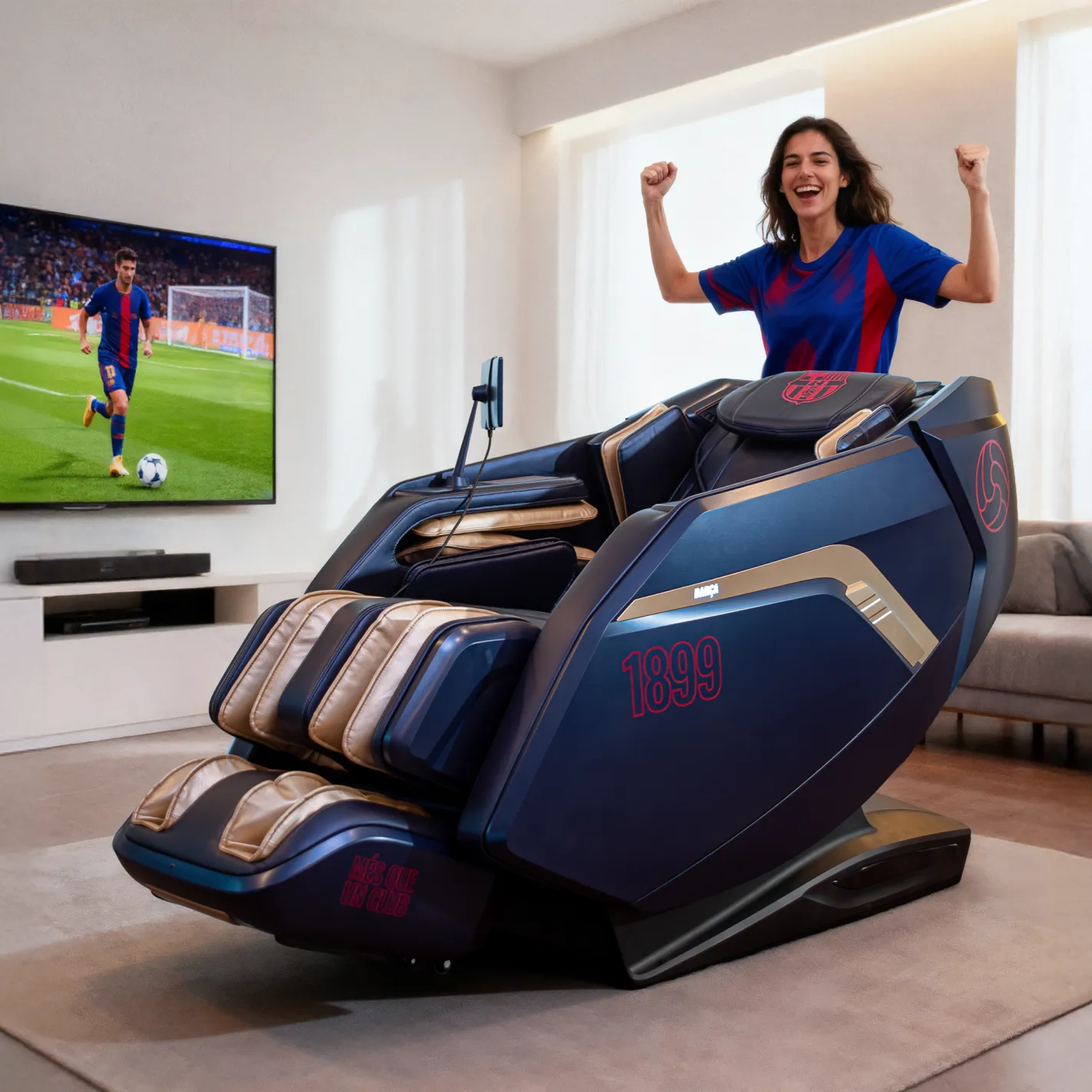 PLATINUM 9D massagestoel Officieel product van FC BARCELONA I 3D-massage