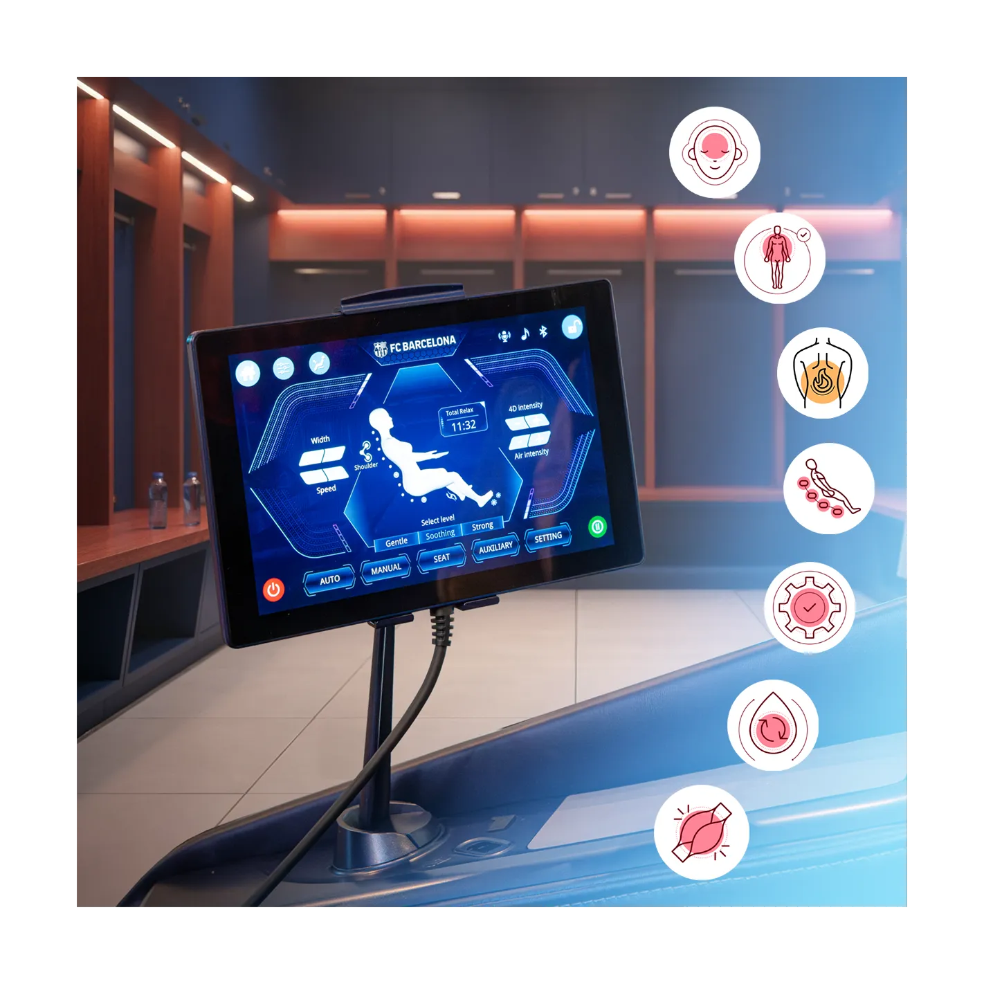 PLATINUM 9D massagestoel Officieel product van FC BARCELONA I 3D-massage